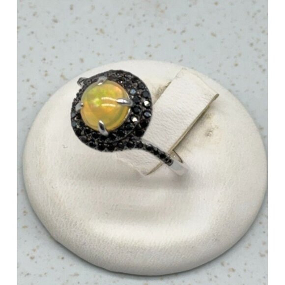 Ethiopian Opal Black Spinel Ring Colleen Lopez HSN Sterling Silver 925 Sz 8.75 - Picture 3 of 11
